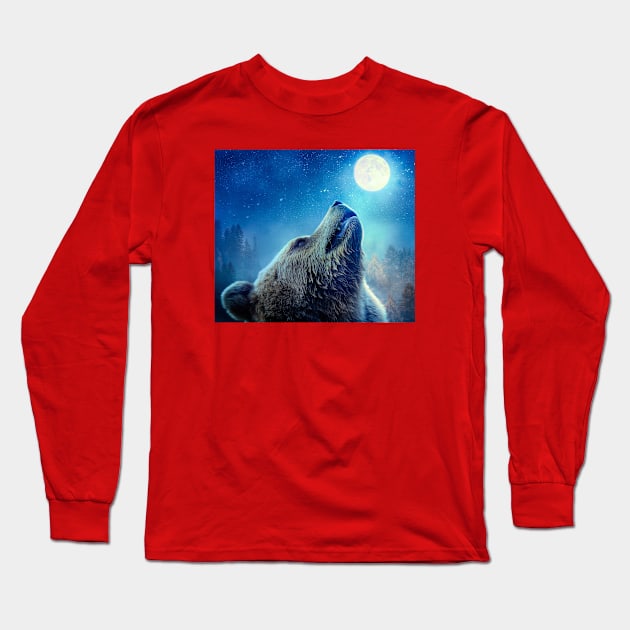 Serenading the Moon Long Sleeve T-Shirt by Phatpuppy Art